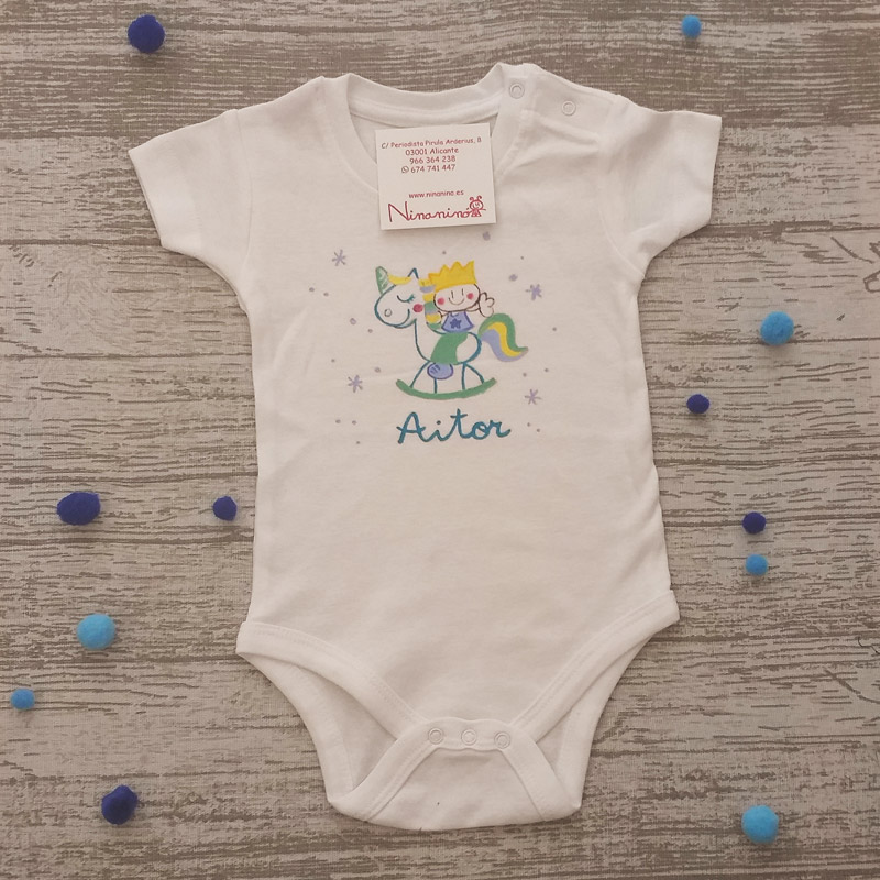 Body bebé personalizado Primer año con unicornio - Tienda de ilusiones
